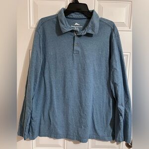 Tommy Bahama Mens XL Breezeway Spectator Long Sleeve Polo Shirt‎ Super Soft Blue
